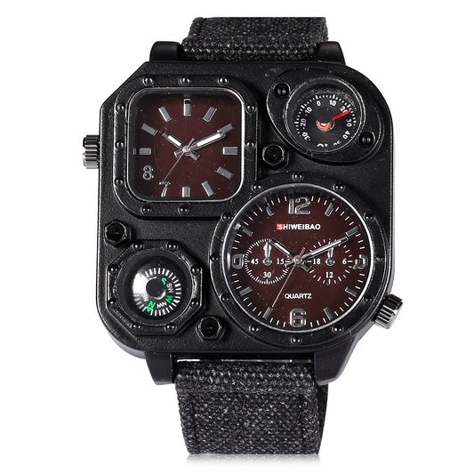 Men's Quartz Dual Movement Canvas Outdoor Sport Watch