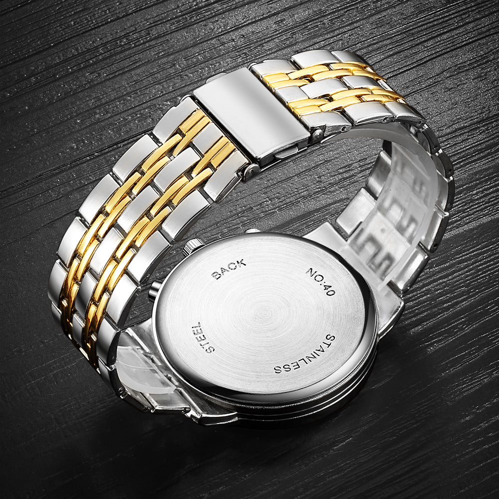 Men's Steel Band Quartz Watch with Scale