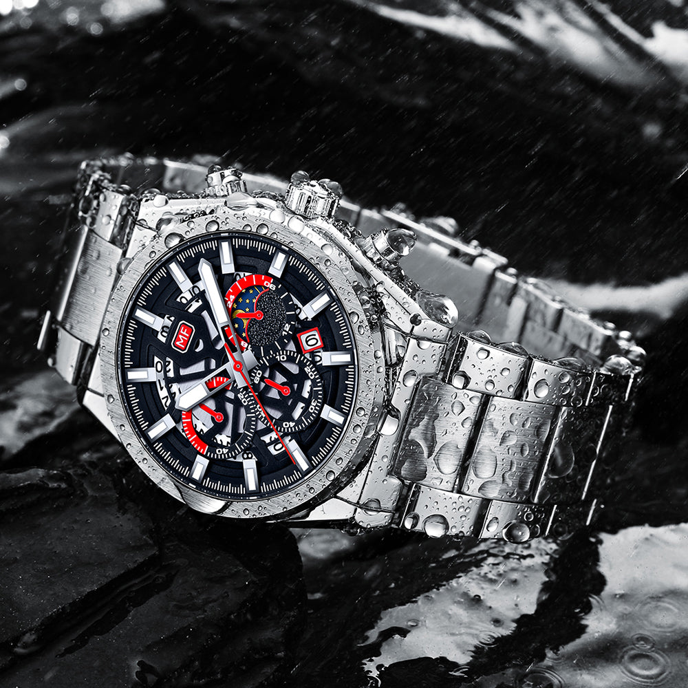 MINIFOCUS Luxury Men's Quartz Watch with Steel Band
