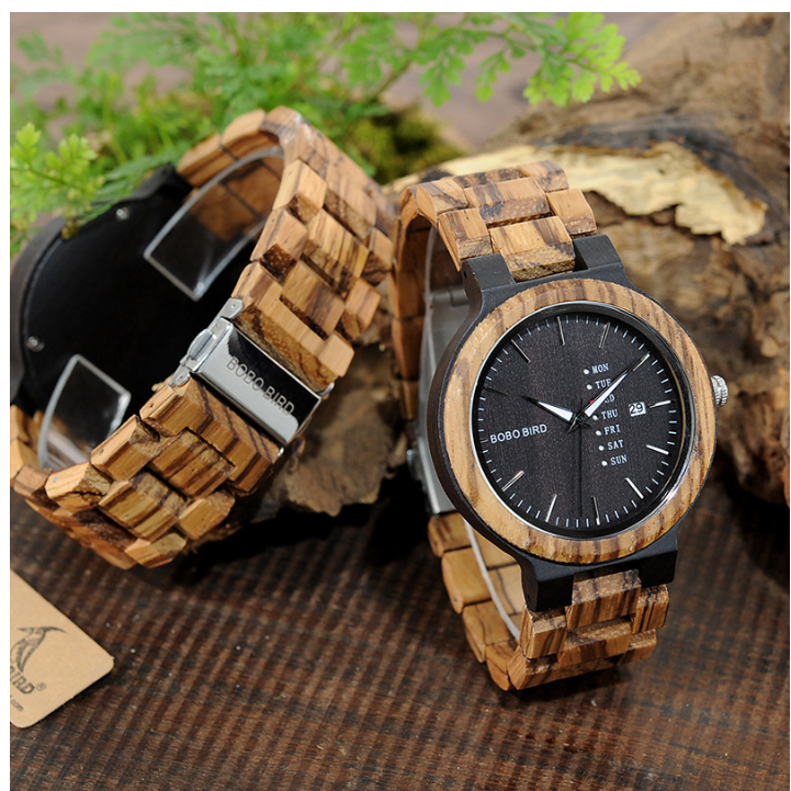 BOBOBIRD Men's Quartz Watch - Classic Two-Tone Wood