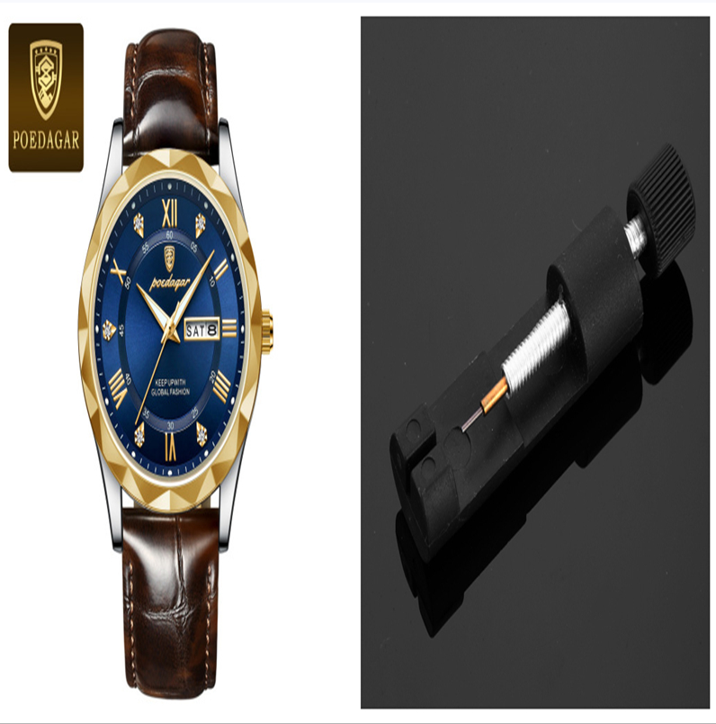 Men's Leather Strap Quartz Watch