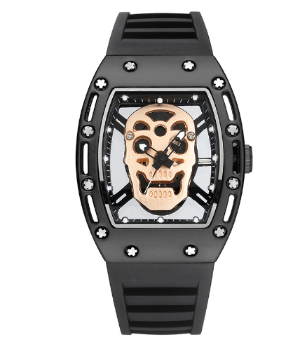 Men's Silicone Quartz Watch with PU Strap