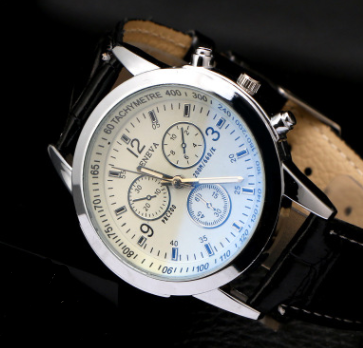 Men's Quartz Watch with Colorful Glass Dial (Three Eyes)