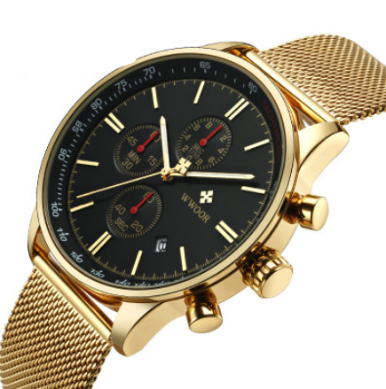 Men's Multifunctional Sport Quartz Watch with Mesh Band