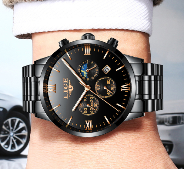 Men's Waterproof Quartz Business Sports Watch LIGE