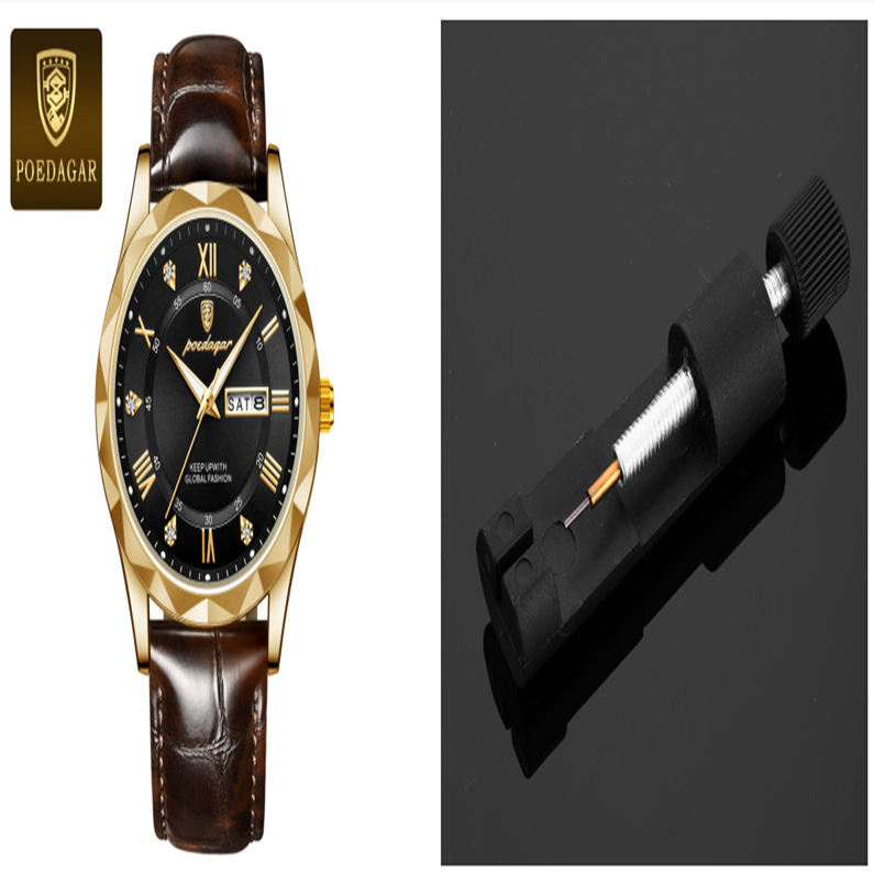 Men's Leather Strap Quartz Watch