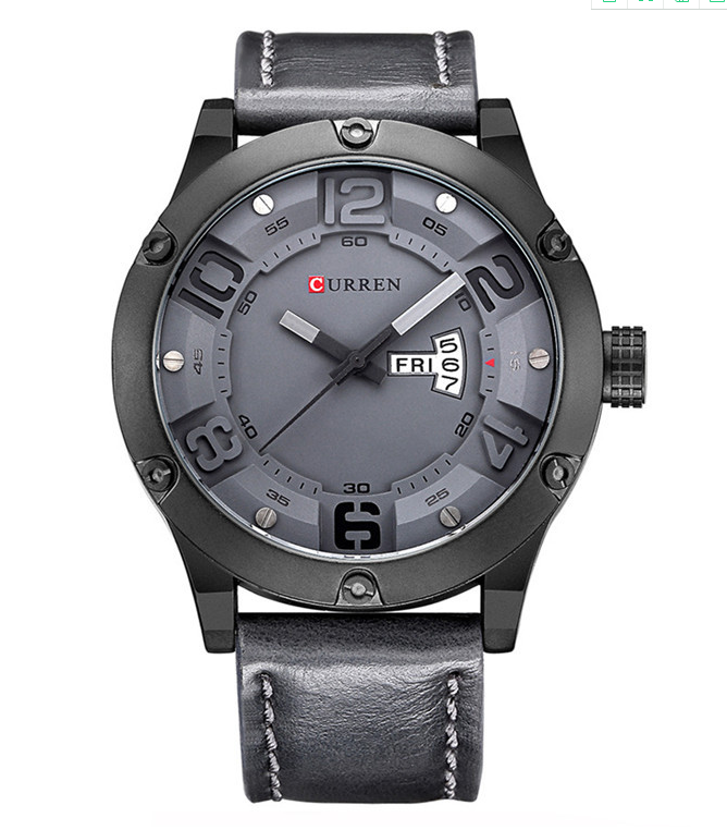 CURREN Men's Dual Calendar Waterproof Quartz Watch