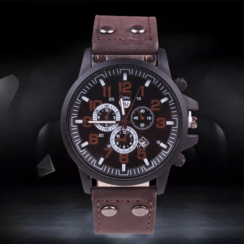 Fashionable Leather Men's Quartz Watch - Direct from Factory