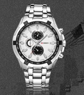 Men's Quartz Watch with Steel Band and Stylish Design