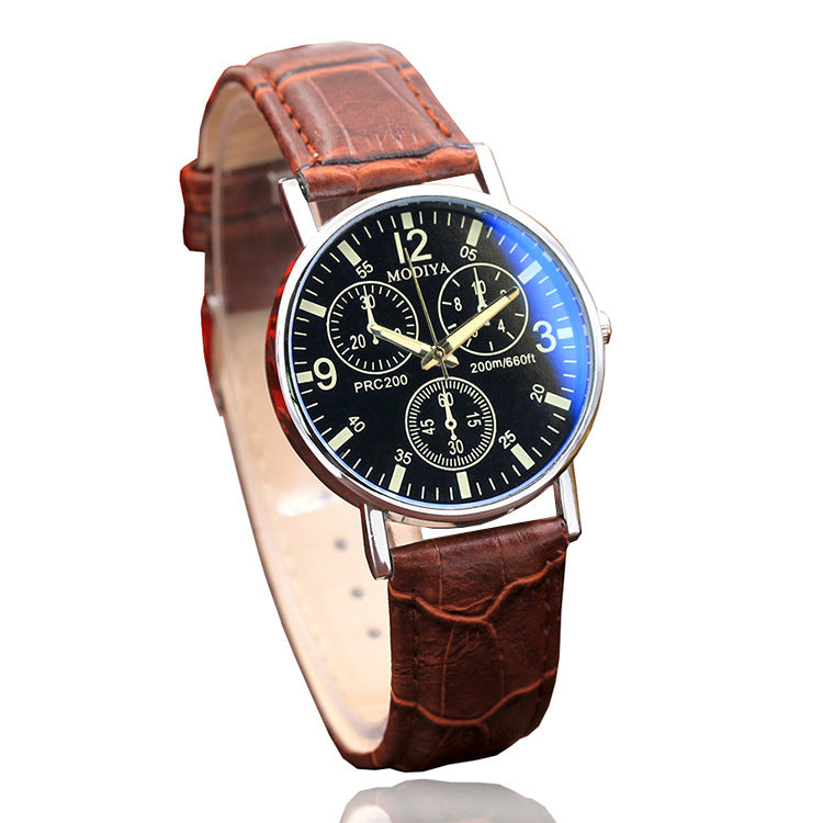 Men's Quartz Watch with Creative Blue Light Design