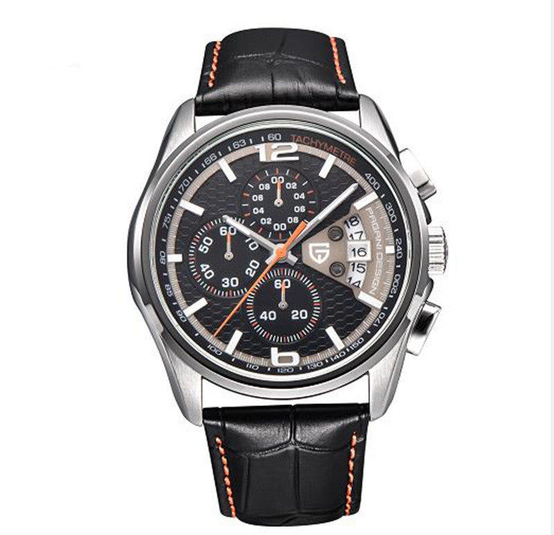 Men's Quartz Watch - Waterproof Multifunctional Leather Band
