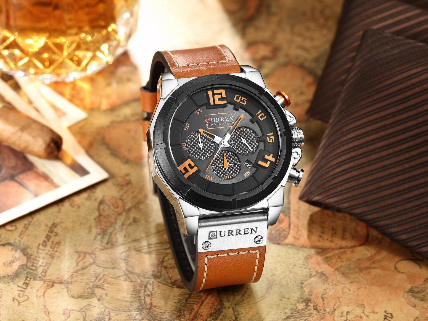 CURREN 8287 Men's Quartz Watch with Leather Band