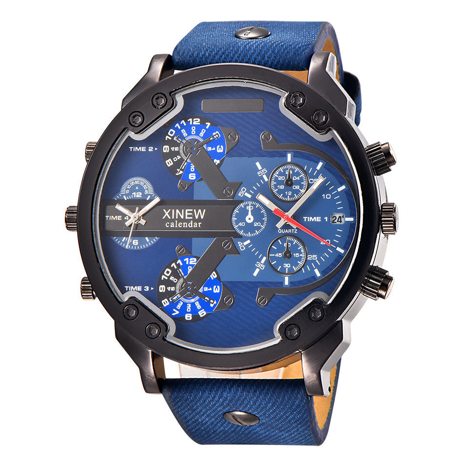Men's Quartz Sport Watch with Leather Strap