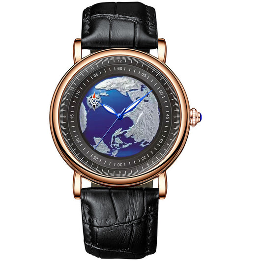 Men's Fashion 3D Earth Waterproof Quartz Watch