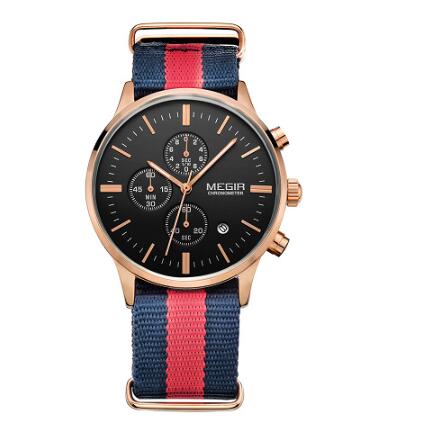 Men's Quartz Watch with Canvas and Leather Band