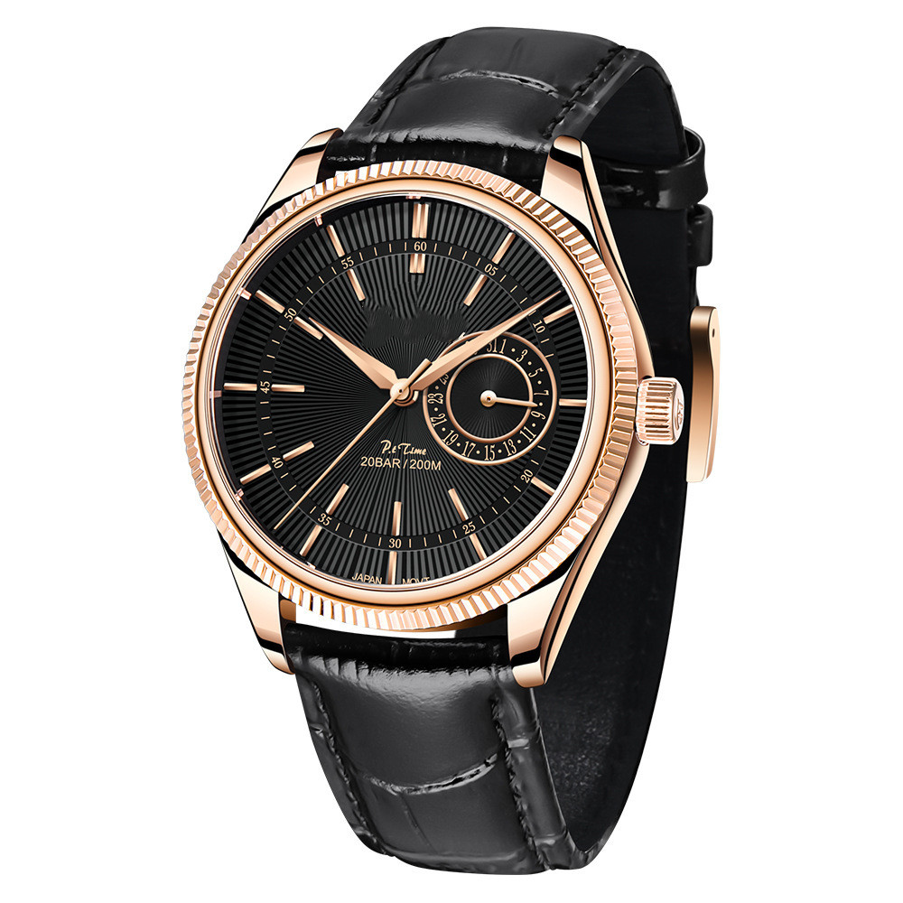 Men's Quartz Watch with Genuine Leather Strap