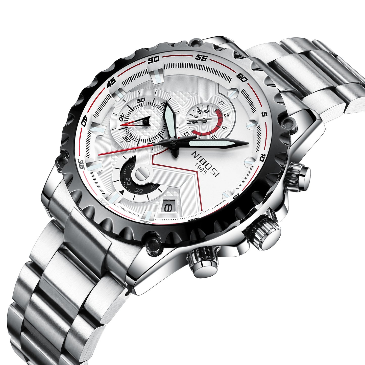Men's Quartz Watch with Steel Band and Waterproof Design