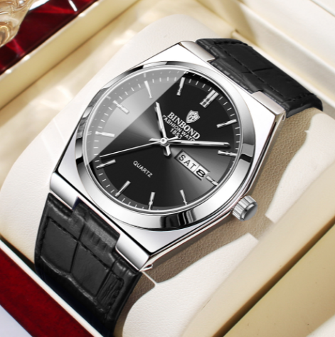 Men's Leather Quartz Business Watch