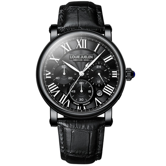 Multi-Functional Waterproof Men's Quartz Watch with Leather Band